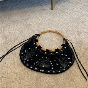 BCBG Maxazria Black Studded bamboo purse